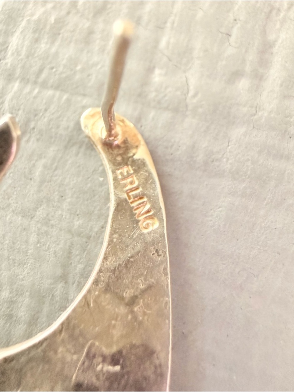 925 Hammered Sterling Silver Earrings - Picture 6 of 7